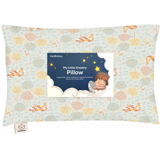 Toddler Pillow with Pillowcase - 13x18 My Little Dreamy Kids Travel Bed Pillows for Sleeping, Organic Cotton Small Pillowcase, Soft & Breathable, Machine Washable, Toddlers 2-5 years old (Wild Picnic)