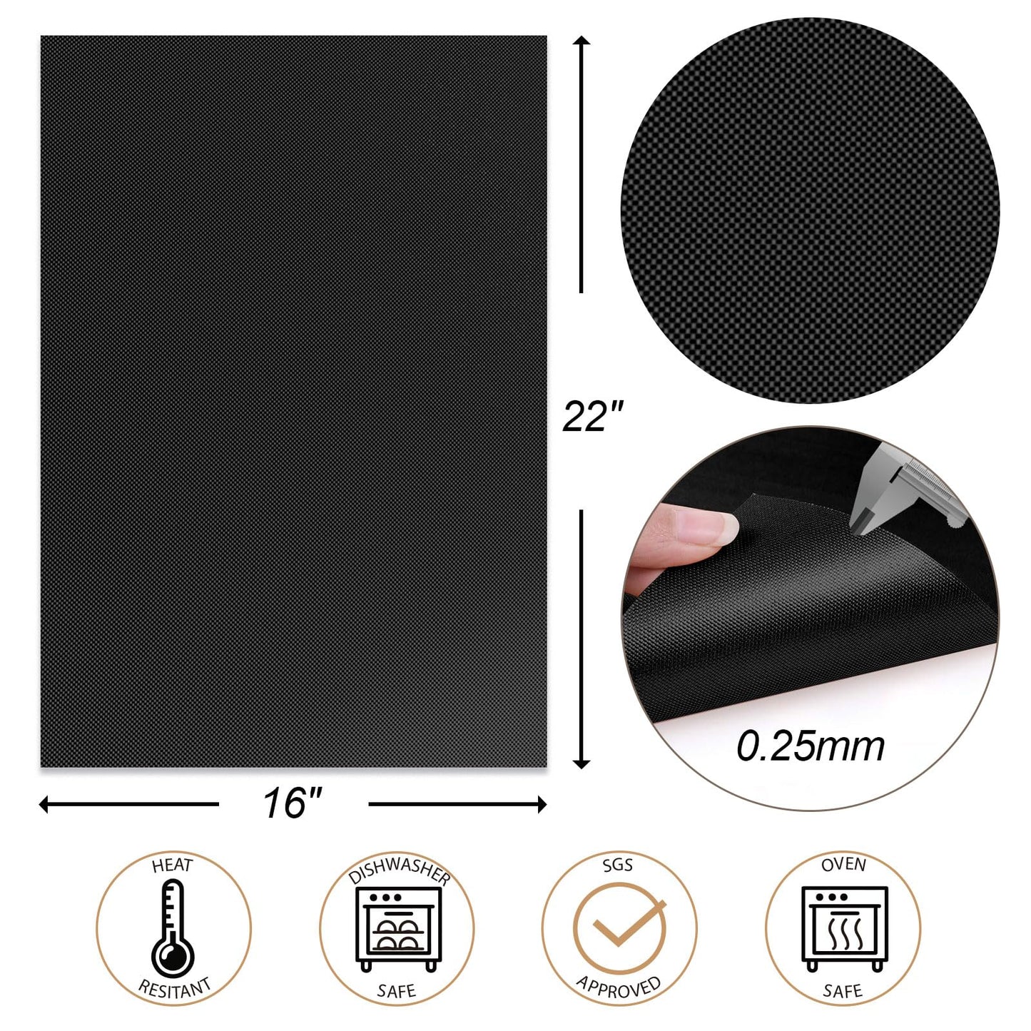 UBeesize 2 Pack Nonstick Grilling Mats for 22 Inch Blackstone Griddle, Resuable Cooking Mats for Grilling, BPA and PFOA Free Heavy Duty BBQ Grill Mats, Griddle Accessories Kit -22 x 16 Inch