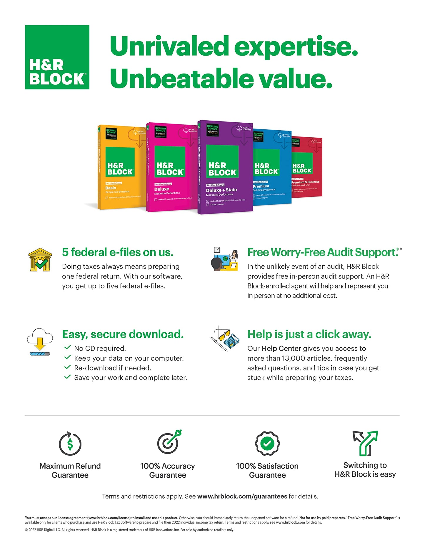 H&R Block Tax Software Deluxe + State 2022 with Refund Bonus Offer (Amazon Exclusive) [PC Download] (Old Version)