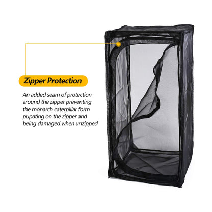 30" Heavy Duty Monarch Butterfly Habitat, Outdoor Collapsible Insect Mesh Cage Terrarium Pop-up with Zipper Protection