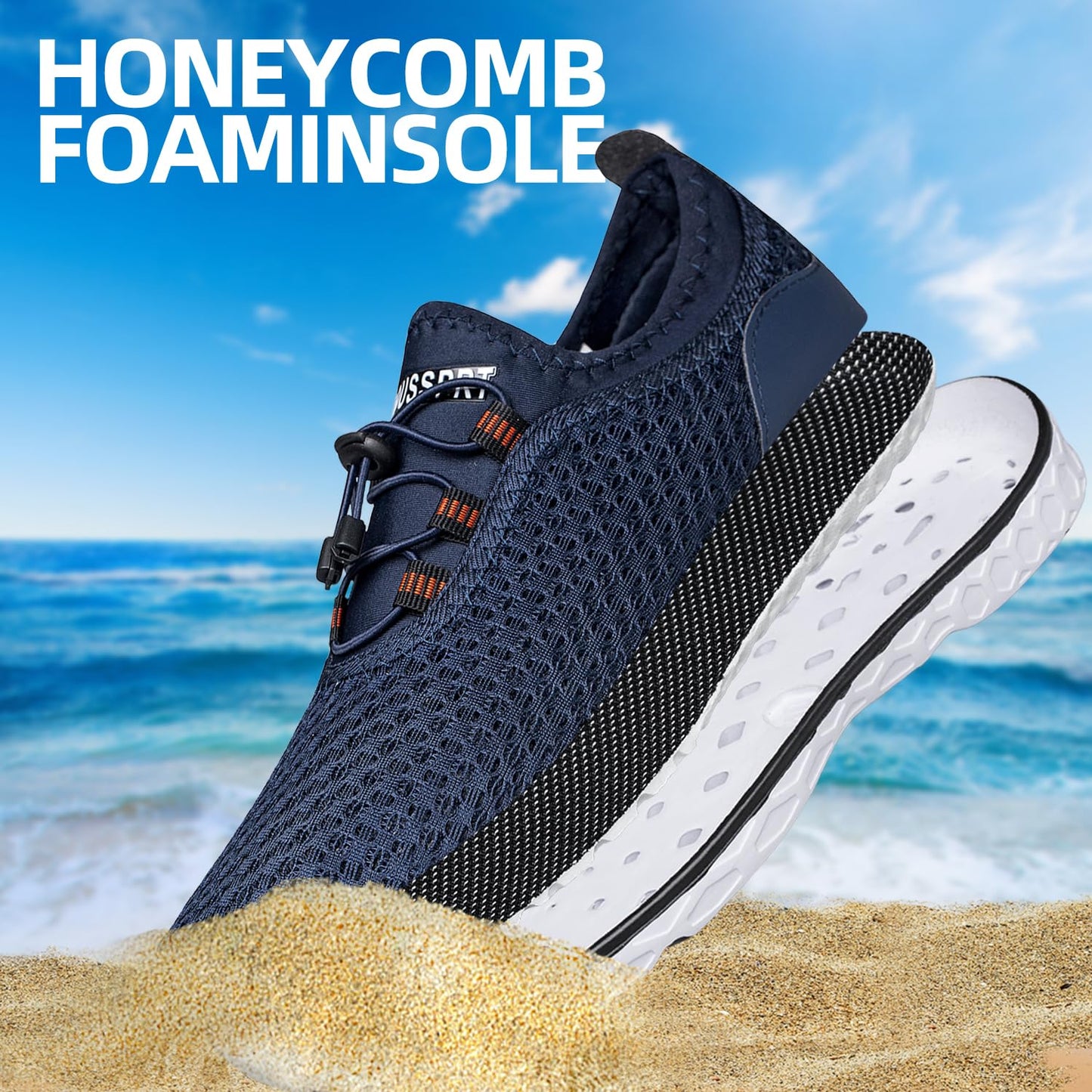 DOUSSPRT Men's Water Shoes Quick Drying Sports Aqua Shoes Blue Size 8.5