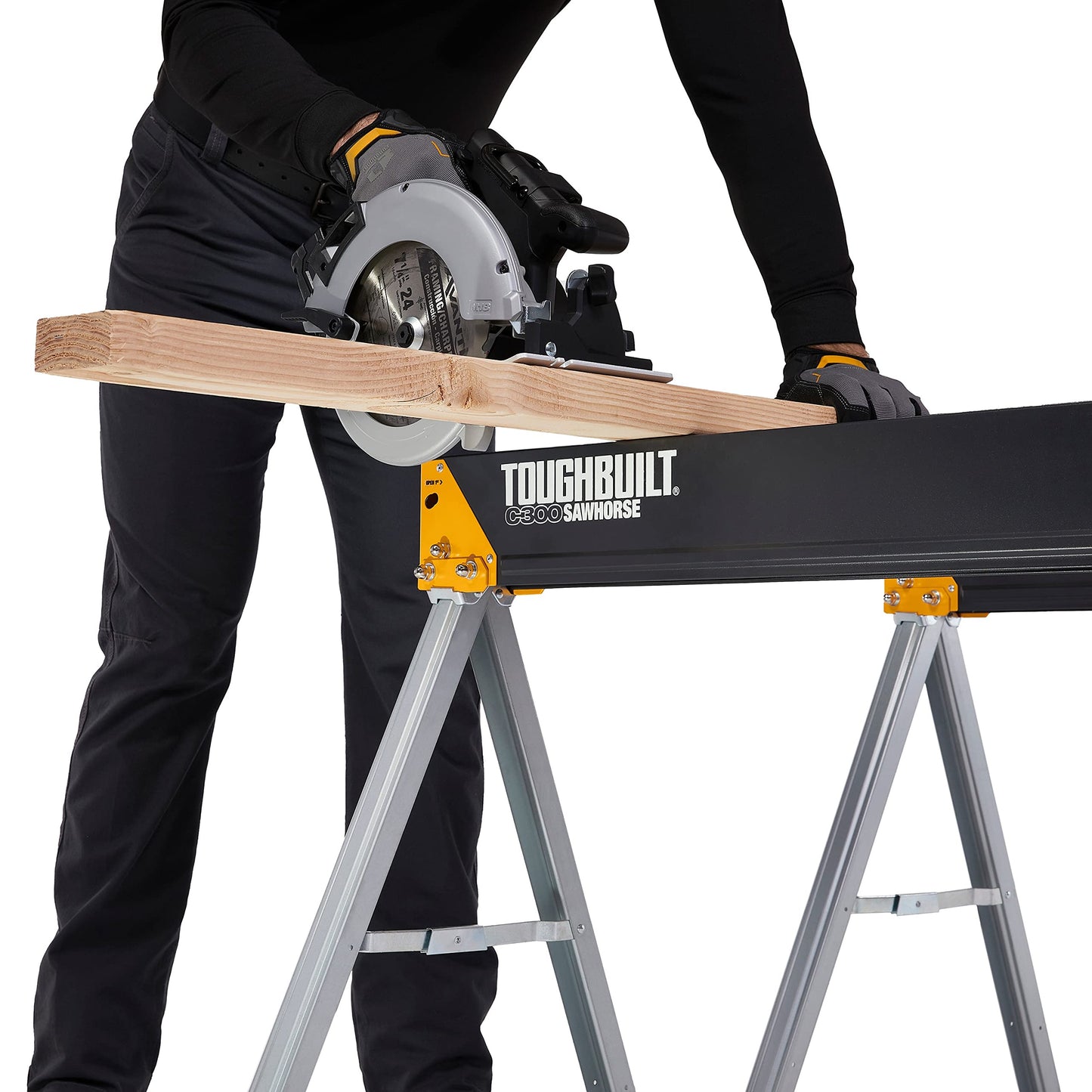 ToughBuilt - Folding Sawhorses/Jobsite Table - Sturdy, Durable, Lightweight, Heavy-Duty, 100% High Grade Steel, 1100lb Capacity, Easy Carry Handle - (TB-C300-2) - 2 Pack