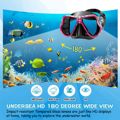 Greatever Dry Snorkel Set,Panoramic Wide View,Anti-Fog Scuba Diving Mask,Professional Snorkeling Gear for Adults
