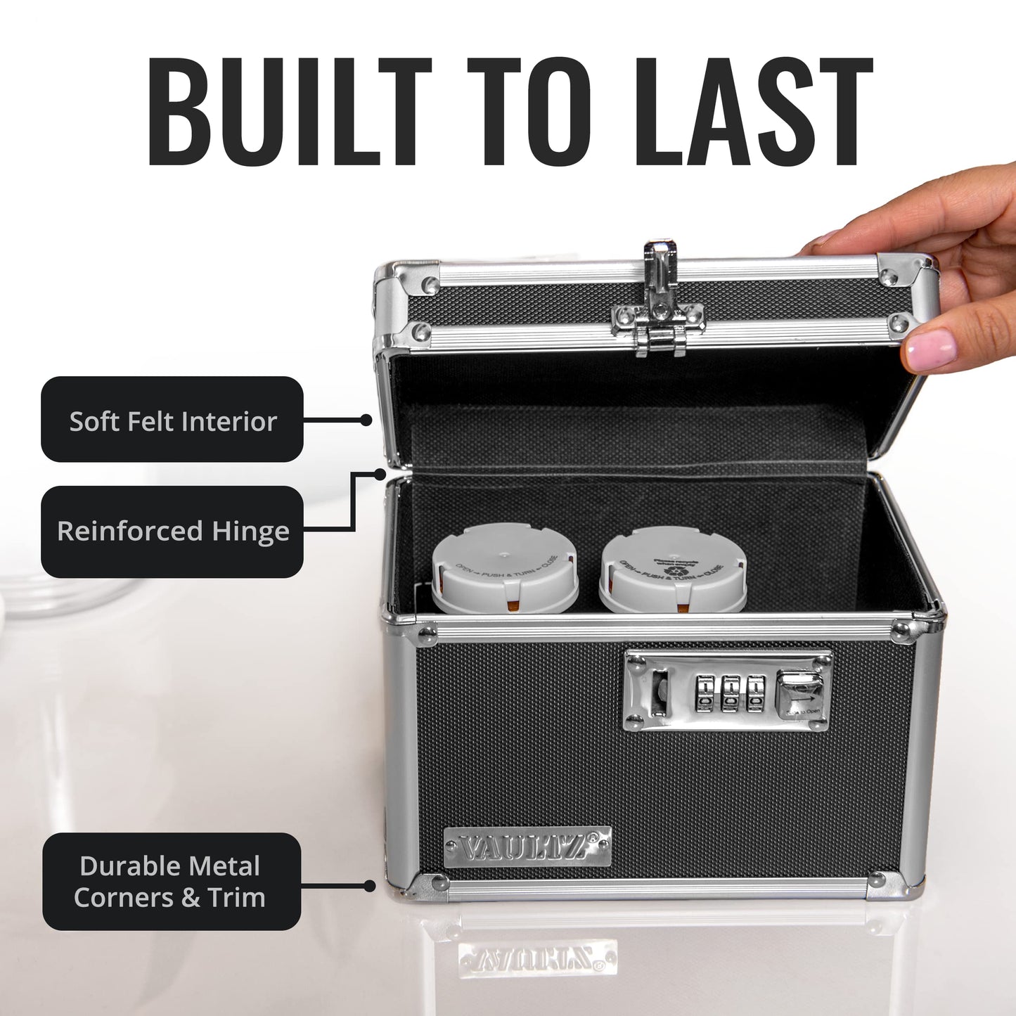 Vaultz Medicine Lock Box - 5 x 7 x 5 Inches - Secure Cabinet Safe with Combination Lock - Ideal for Medications and Small Valuables - Black