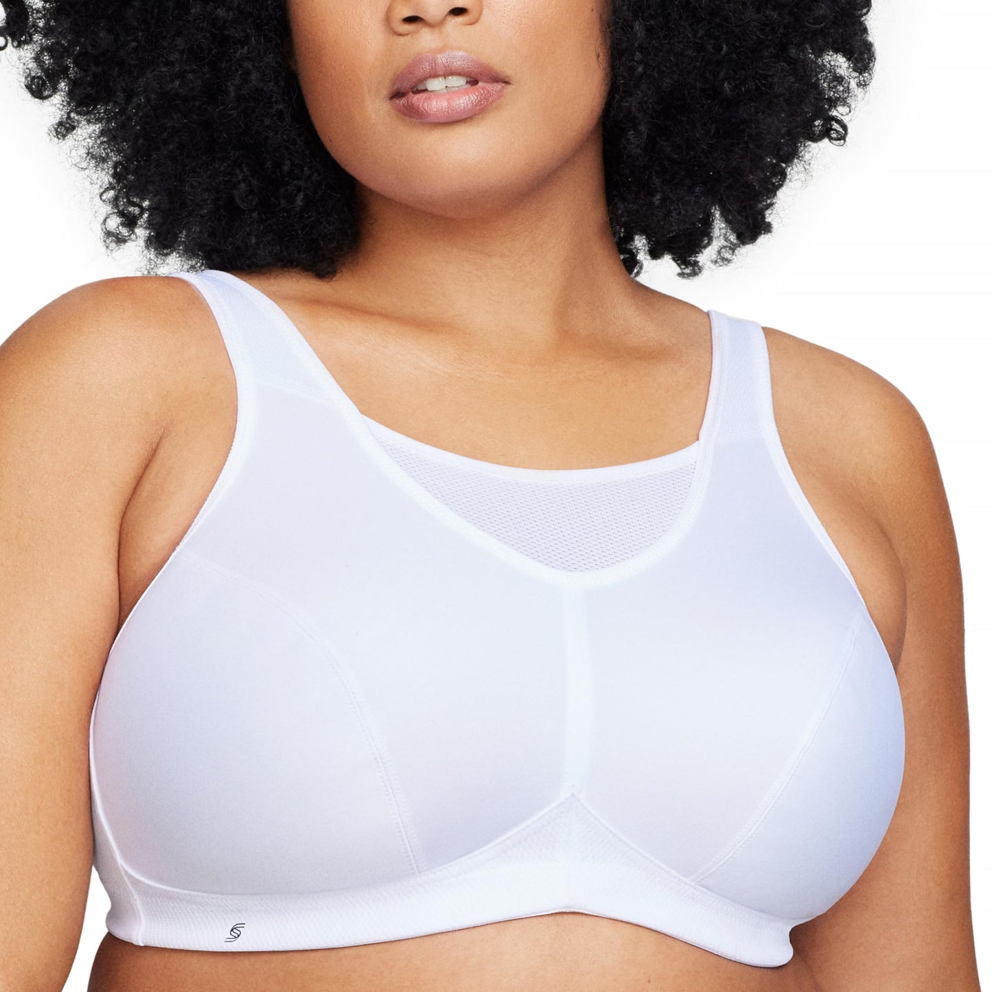 Full Figure Plus Size No-Bounce Camisole Sports Bra Wirefree #1066 White