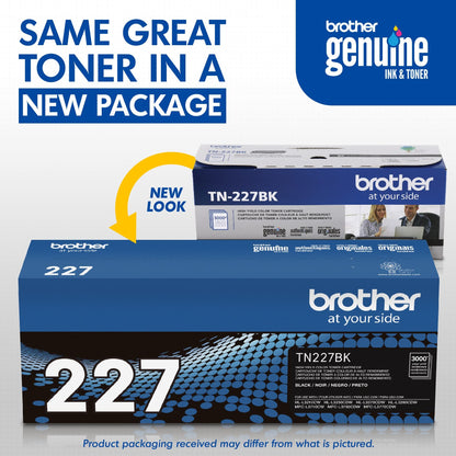 Brother Genuine TN227, TN227BK, High Yield Toner Cartridge, Replacement Black Toner, Page Yield Up to 3,000 Pages, TN227BK, Amazon Dash Available