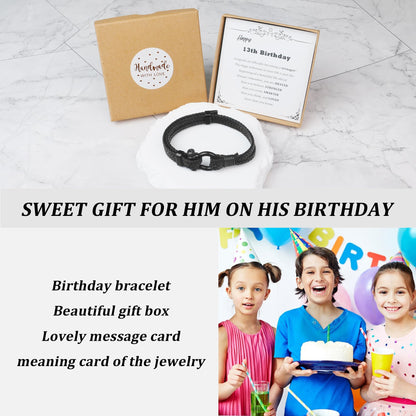 Sereney 13 Year Old Boy Birthday Gifts Ideas Adjustable Leather Bracelet as 13th Birthday Gifts for 13 Year Old Boy 13 Birthday Decorations for Boys Men Male Son Grandson Nephew Friend