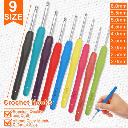 XSEINO Crochet Kit with Crochet Hooks Yarn Set - Premium Bundle Includes 40 Colors Crochet Yarn Balls, Crochet Kit, Accessories Kit, Crochet Bag and Lot More - Starter Pack for Kids Adults