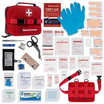 Surviveware 184 Pcs Waterproof Premium Survival First Aid Kit - Survival Emergency Preparedness for Travel Camping Gear, Survival Kit and Outdoor Emergencies - Survival Kit