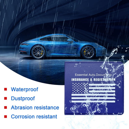 Ziciner Car Registration Insurance Holder, 2Pack Essential Auto Card Document Glove Box Organizer with Velcro Closure, Vehicle Interior Accessories Perfect for Most Car, Truck, SUV (Blue/White Flag)