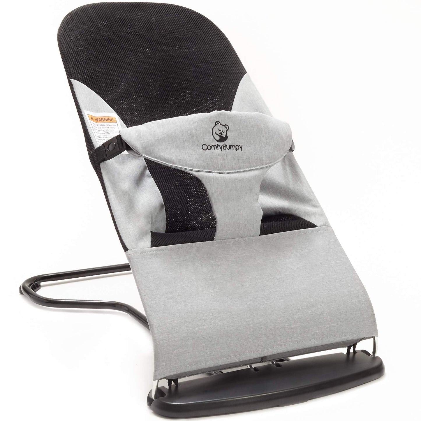 ComfyBumpy Ergonomic Baby Bouncer Seat - Bonus Travel Carry Case - Safe, Portable Bouncing Chair with Adjustable Height Positions - Infant Bouncy Seat Perfect for Newborn Babies (Grey)