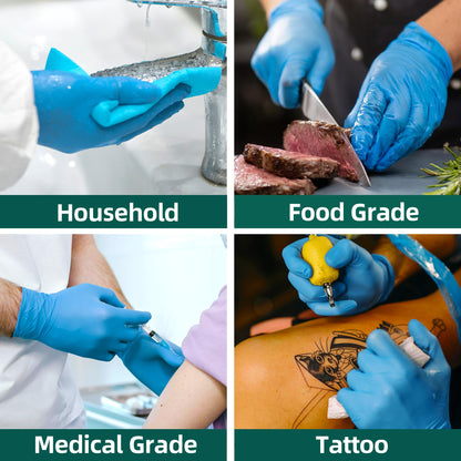 Supmedic Vinyl Disposable Exam Gloves, 4 Mil Powder-Free Latex-Free Food Grade Cooking Cleaning Medical Glove, Blue 100 Pcs (Large)