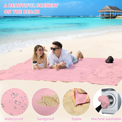 BYDOLL Beach Blanket Waterproof Sandproof 78''×81'' Suits1-4 Adults Compact Lightweight Oversized Sand-Free Blanket Large Picnic Mat for Beach Travel Camping Hiking