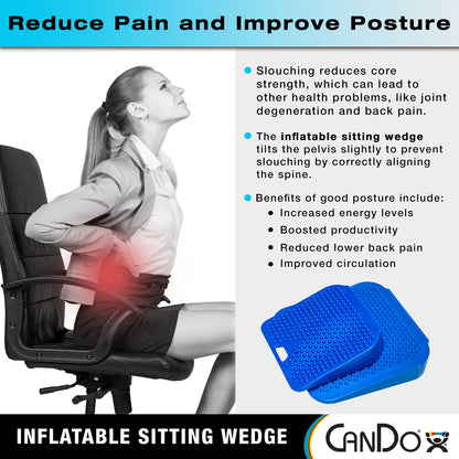 CanDo Sitting Wedge Active Seat Wobble Cushion for Posture, Back Pain, Stress Relief, Restlessness, and Anxiety - Adult Size, 14" x 14"