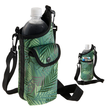 Smooth Trip AquaPockets Water Bottle Holder and Insulating Neoprene Water Bottle Sling Bag with Phone Pouch and Adjustable Strap for Walking and Hiking - Fits up to 32 oz. Bottles