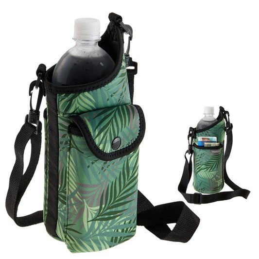 Smooth Trip AquaPockets Water Bottle Holder and Insulating Neoprene Water Bottle Sling Bag with Phone Pouch and Adjustable Strap for Walking and Hiking - Fits up to 32 oz. Bottles