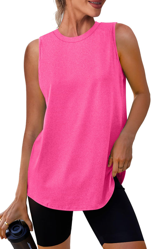 Women's Workout Tops Sleeveless Running Yoga Tops Gym Atnletic Shirts Activewear Pink Size M
