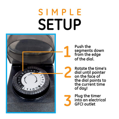 GE 24-Hour Heavy-Duty Ουtdооr Mechanical Τімer, 2 Grounded Outlet Τімer, Programmable Daily Cycle, 30-Minute Interval Ουtdооr Τімer, Weather Resistant, Ουtdооr Light Τімer, Black, 2 Pack, 46224