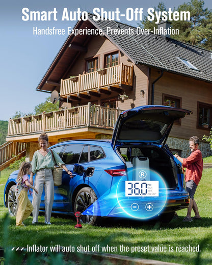 AVID POWER Tire Inflator Portable Air Compressor, 20V Cordless Car Tire Pump, Rechargeable Battery Powered Air Compressor w/12V DC Adapter, Digital Pressure Gauge