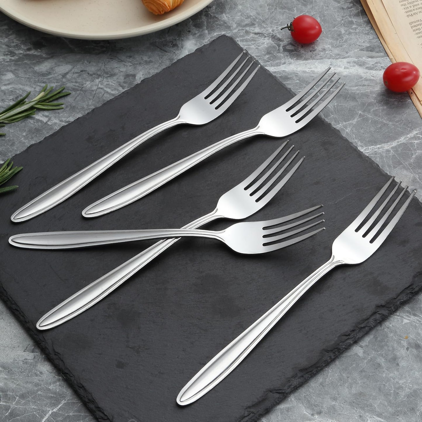 24 Pieces Forks Set (7.8”), Unokit Forks Silverware Set, Stainless Steel Dinner Forks, Table Forks, Metal Forks, Fork Set of 24 for Home/Kitchen & Restaurant,Mirror Polished, Dishwasher Safe