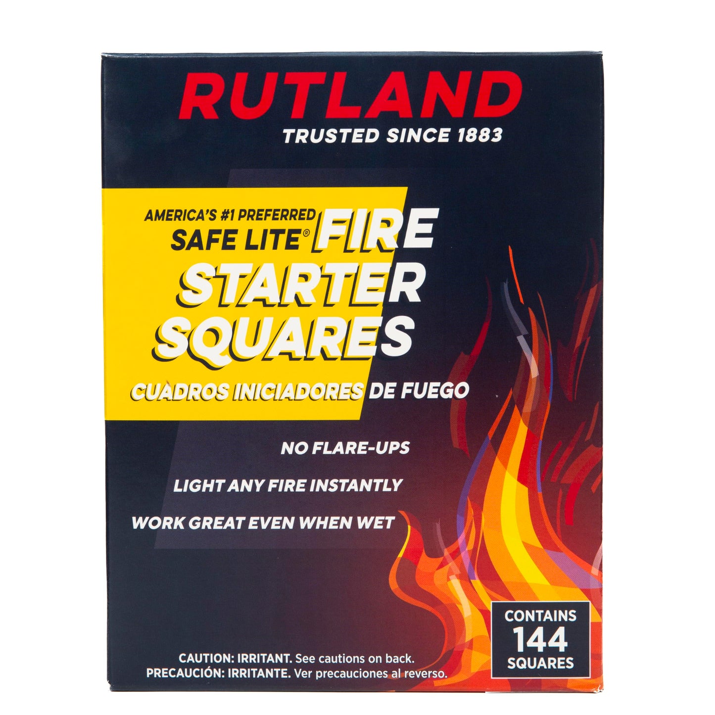 Rutland Safe Lite Fire Starter Squares - Heavy Charcoal Starters for Fireplace, Grill Pit, BBQ & Campfires - USA-Made Camping Accessories - Odorless Long Burn - 4.6 Lbs, 144 Squares