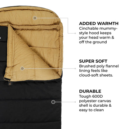 TETON Sports Deer Hunter -35 Degree Sleeping Bags. Warm and Comfortable Camping Sleeping Bag, TETON Tough Canvas Shell for Camping, Hunting, and Cold Weather