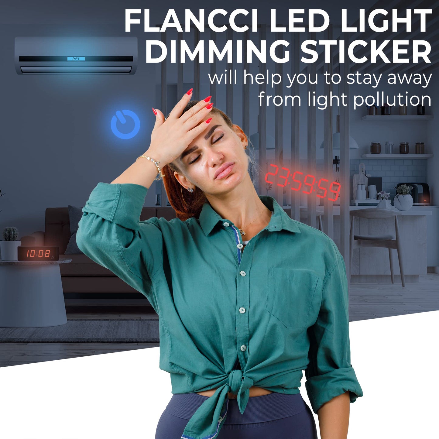 FLANCCI LED Light Blocking Stickers - Blackout LED Covers, Dim 50%80% of Lights, 2 Sheets (1 Cut Out + 1 Uncut)