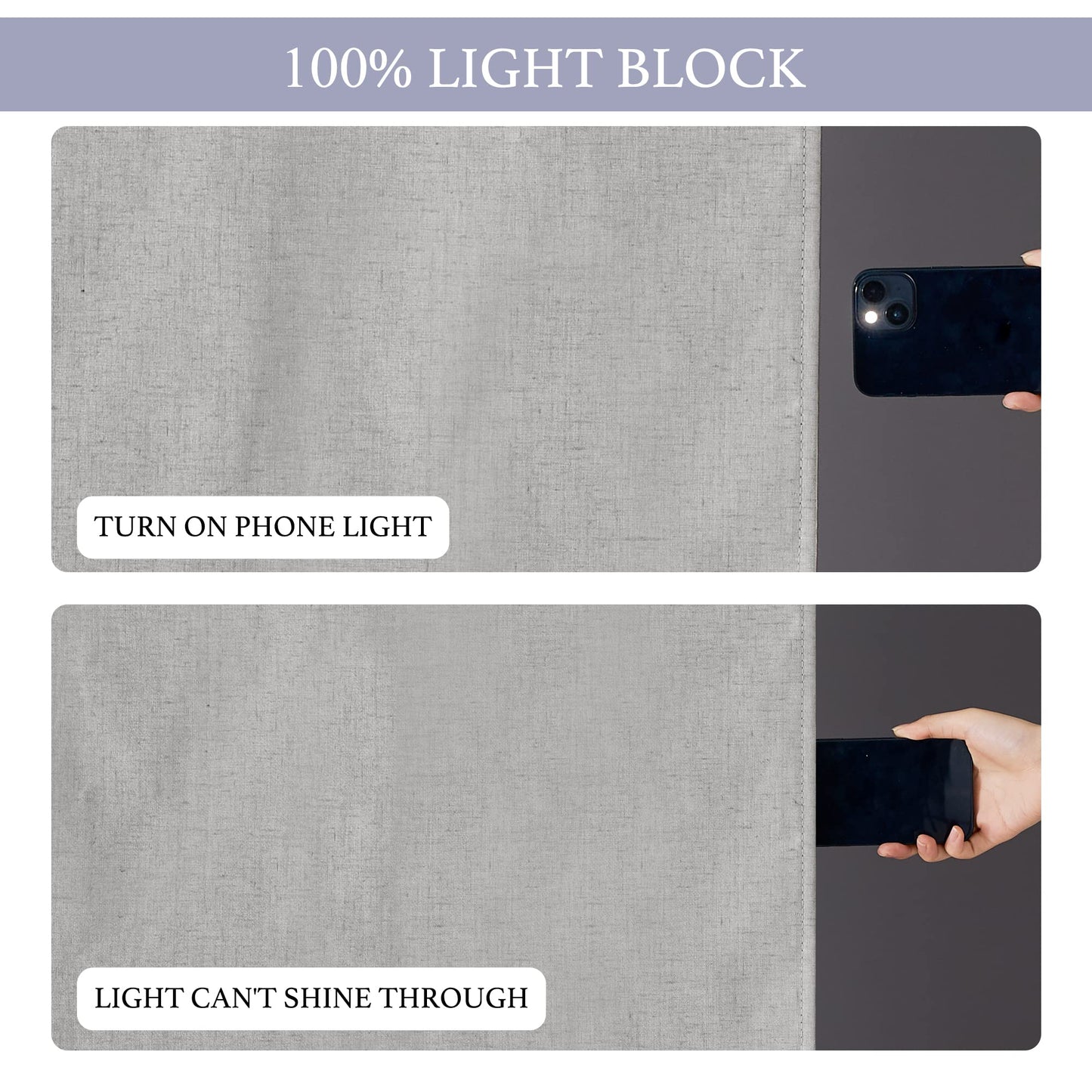 RYB HOME Kitchen Door Curtains 69 inch Length, 100% Blackout Natural Linen Blended Skylight/Patio/Glass/French Door Window Decor Privacy Shades, W26 x L69 inch, Concrete Grey, 1 Panel