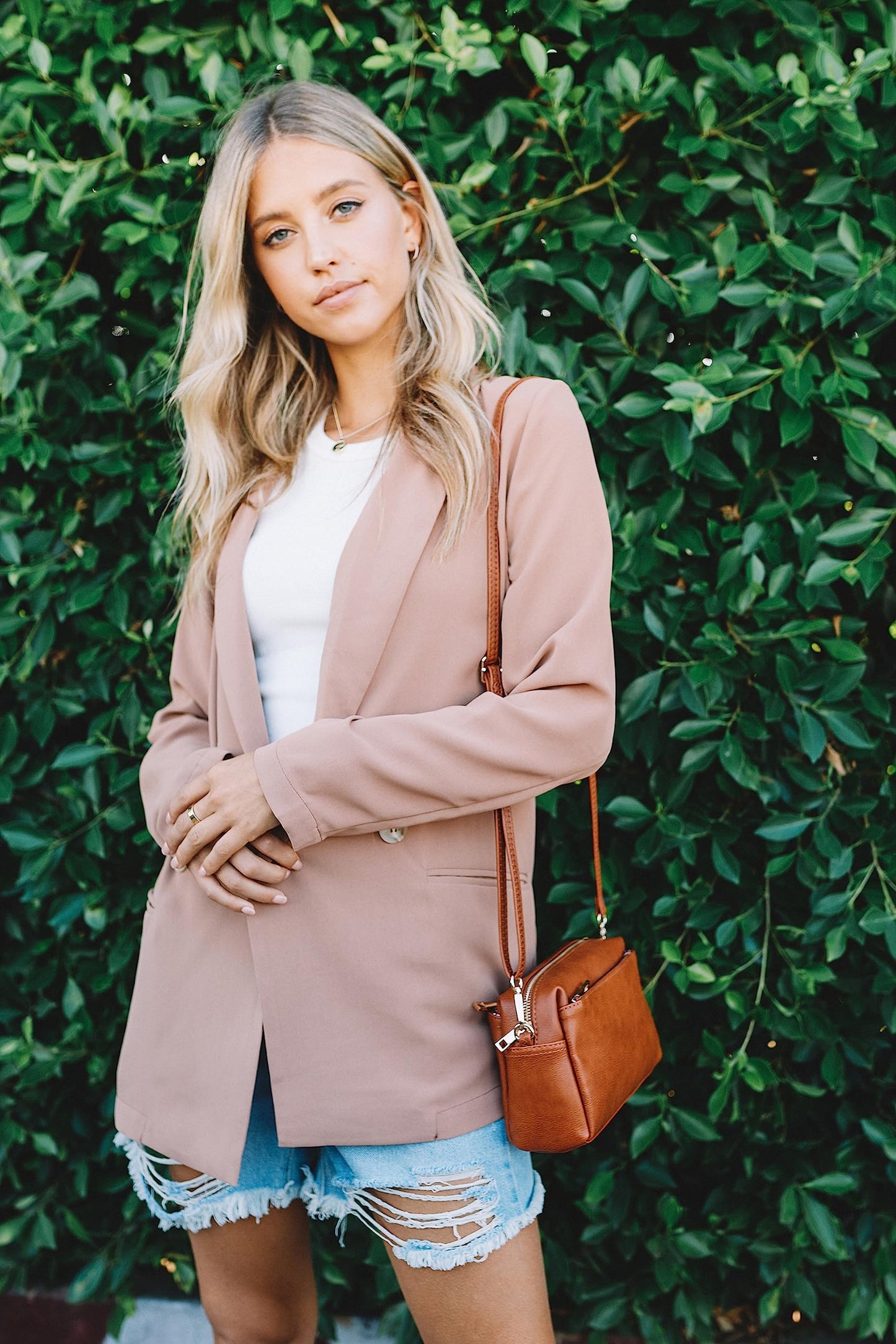 FashionPuzzle Triple Zip Small Crossbody Bag (Black)