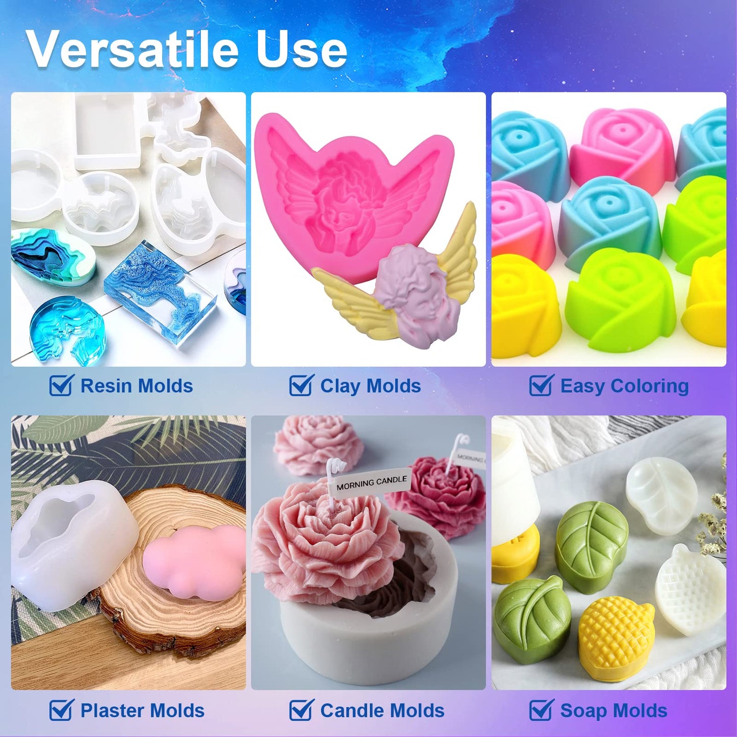 CHANGTIKEJI Silicone Mold Making Kit, 84oz 10A Elastic Liquid Silica Gel for Casting Resin molds and Candle & Soap Mold,Fast Cure Translucent Platinum Silicone Rubber