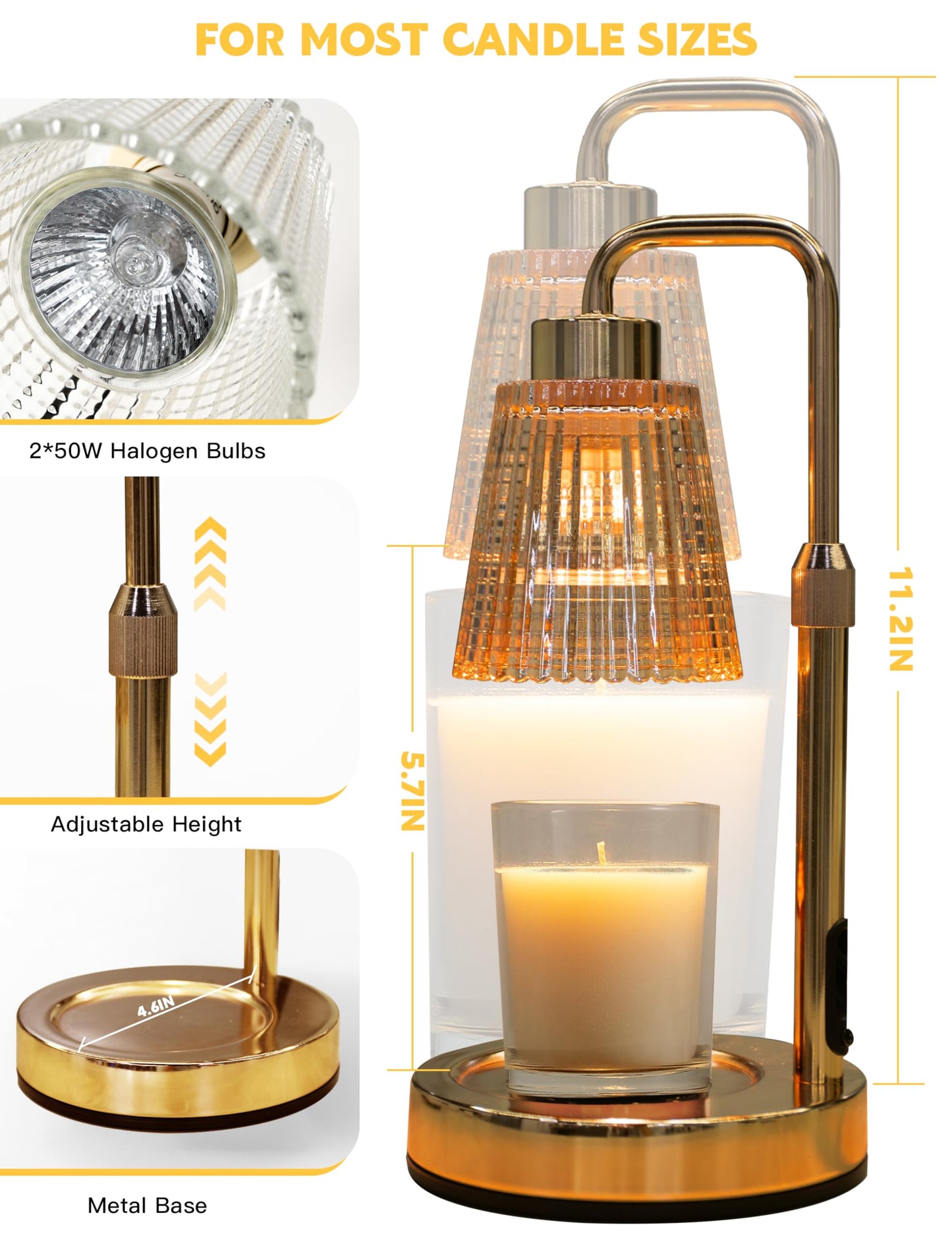 GODONLIF Candle Warmer Lamp with Timer Dimmable, Birthday Gifts for Women Mom, House Warming Gifts New Home Decor, Wax Melt Warmer for Jar Candles with 2 Bulbs