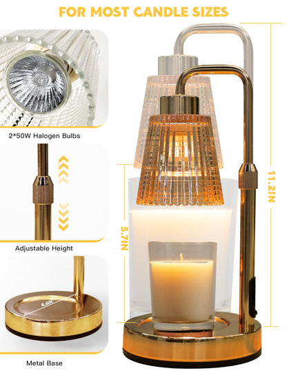 GODONLIF Candle Warmer Lamp with Timer Dimmable, Birthday Gifts for Women Mom, House Warming Gifts New Home Decor, Wax Melt Warmer for Jar Candles with 2 Bulbs