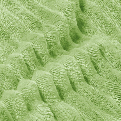 BEDELITE Sage Green Throw Blanket for Couch, 3D Ribbed Jacquard Soft & Cozy Fleece Blanket, Fluffy, Plush Lightweight Spring Throw Blankets for Picnic, Travel, 50x60 Inches