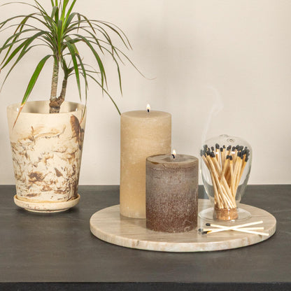 Creative Co-Op Round Marble Charcuterie or Cutting Board, Beige