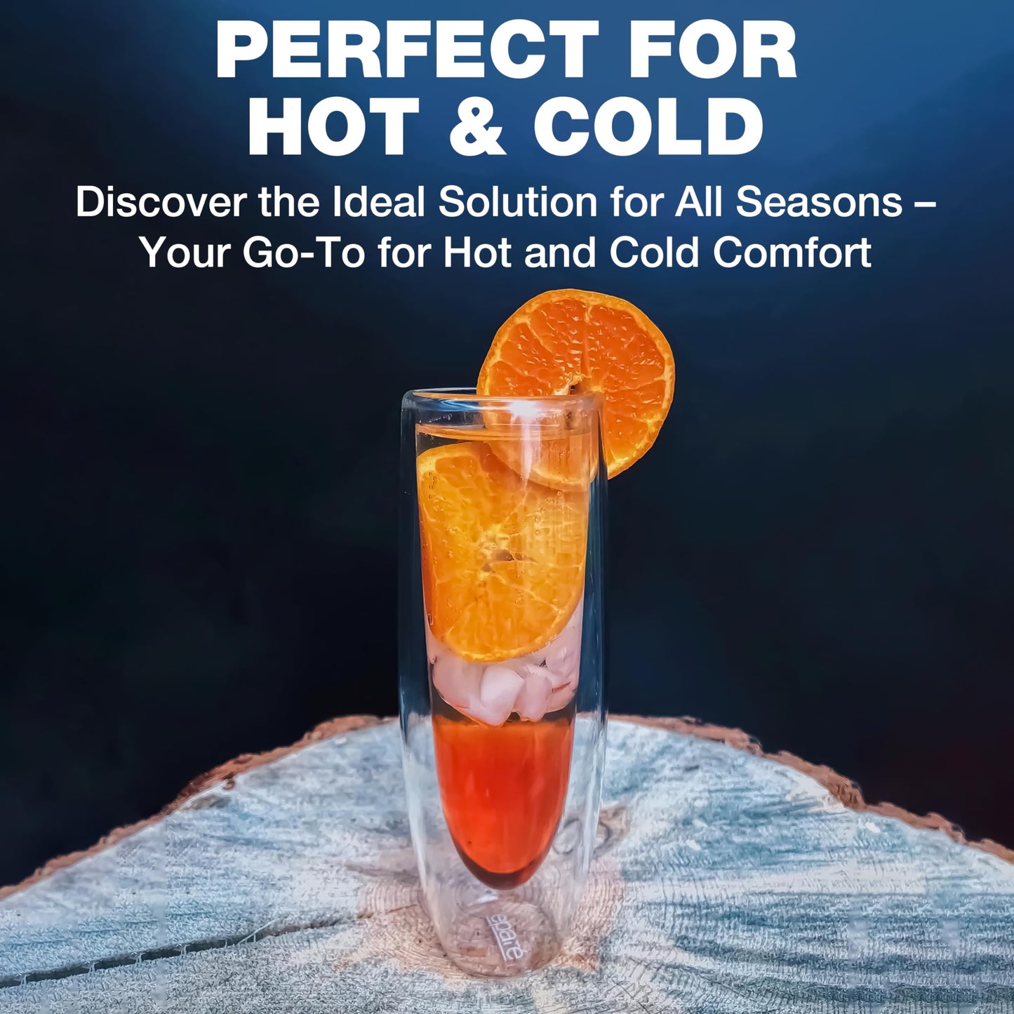 Eparé Double Wall Stemless Champagne Flutes Glass - Set of 2 Lightweight Mimosa and Prosecco Glasses for Bridal Shower, Bridesmaid Gift - Modern Stemless Champagne Glasses