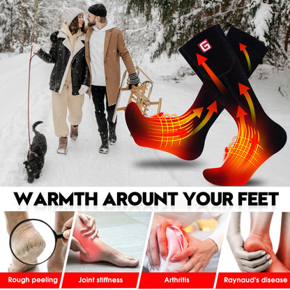 Rabbitroom Heated Socks for Men Rechargeable Electric Heated Socks for Men Women Washable Arthritis Heated Socks Winter Warm Thermal Heated Socks Foot Warmer for Sports Outdoor Skiing Hunting Camping