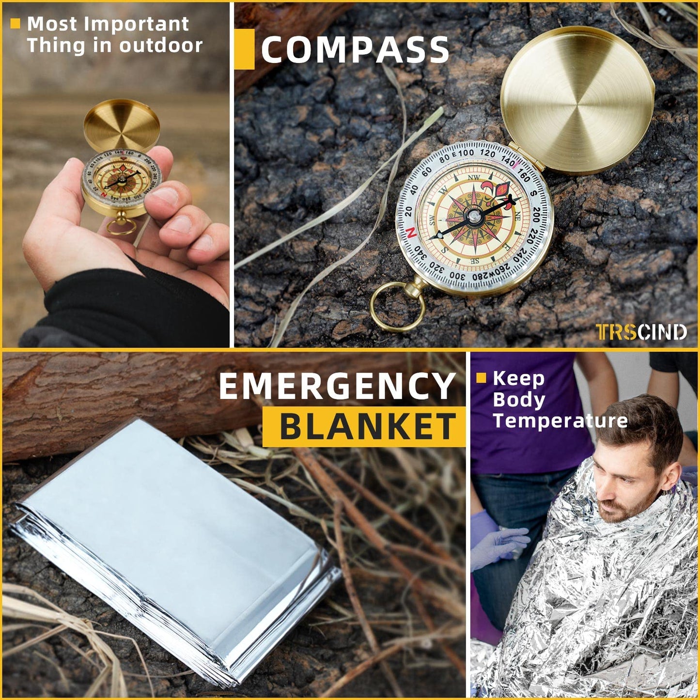 Gifts for Men Dad Husband - Christmas Stocking Stuffers, Birthday Gifts Idea for Him Boyfriend Man- Survival Kit 14 in 1, Survival Gear and Equipment, Fishing Hunting Camping Accessories, Cool Gadgets