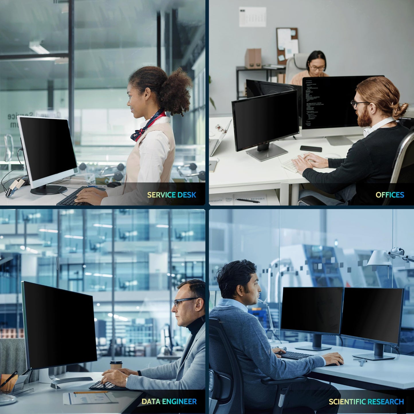 [2-Pack] 24 Inch Privacy Screen for Computer Monitor 16:9 Aspect Ratio, Eye Protection Anti Blue Light Glare Shield, 24inch Removable Black Blackout Anti Spy Desktop Security Private Filter