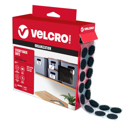 VELCRO Brand Dots with Adhesive Black | 200 Pk | 3/4" Circles | Sticky Back Round Hook and Loop Closures for Organizing, Arts and Crafts, School Projects