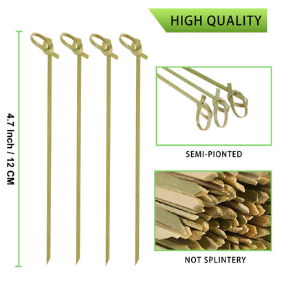 200 PCS Cocktail Picks, 4.7 Inch Toothpicks for Appetizers, Natural Bamboo Knot Skewers, Mini Food Sticks, Fancy Tooth Picks for Drinks,Fruit,Charcuterie,Cocktail Garnish Accessories, Party Supplies
