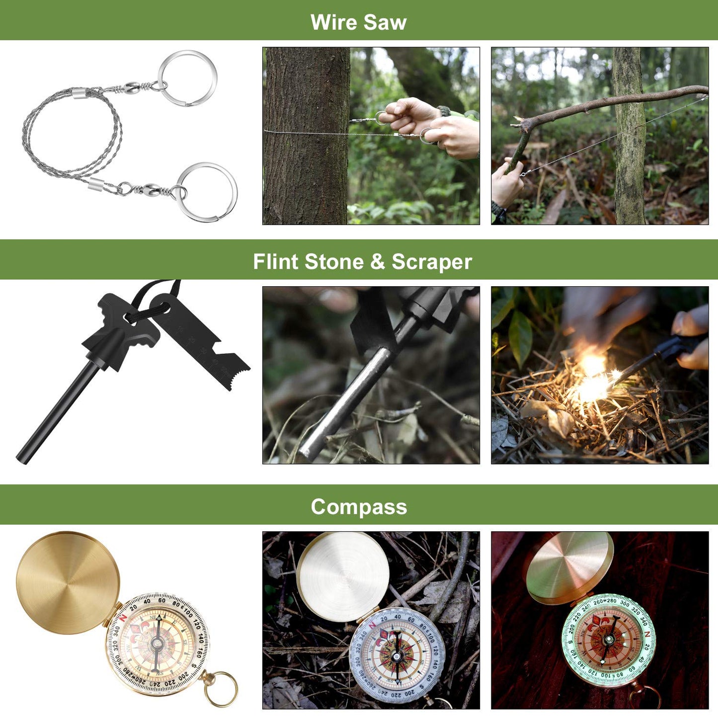 Survival kits 17 in 1, Emergency Survival Gear and Equipment, Cool Gadgets for Men Camping Fishing Hunting Outdoor