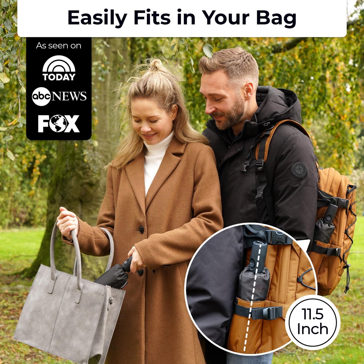 TUMELLA Strongest Windproof Travel Umbrella (Compact, Superior & Beautiful), Small Strong but Light Portable and Automatic Folding Rain Umbrella, Durable Premium Grip, Fits Car and Backpack