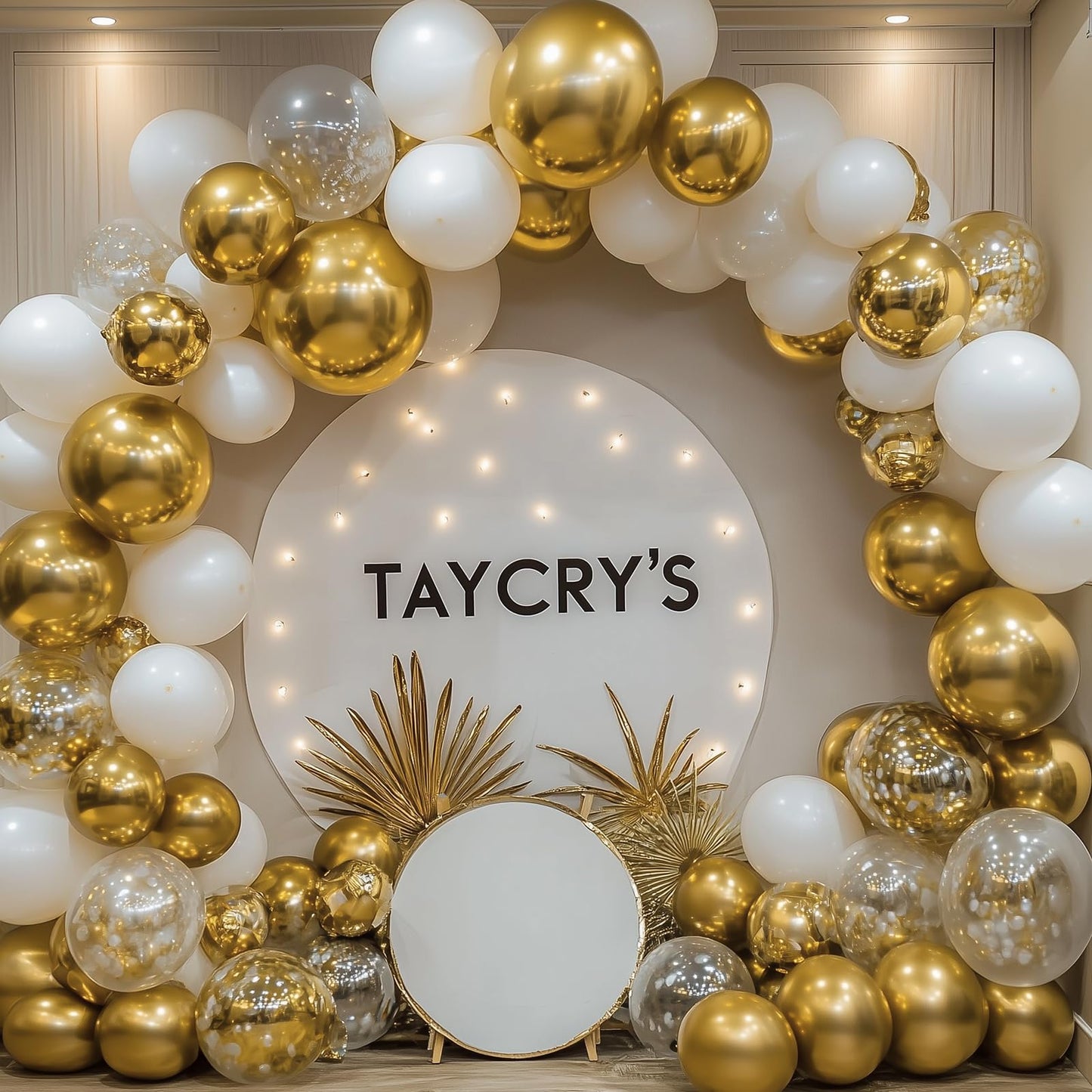 RUBFAC 129pcs Metallic Gold Balloons Different Sizes 18 12 10 5 Inch, Latex Balloon Garland Arch Kit for Party Graduation Wedding Holiday Happy Birthday Decoration