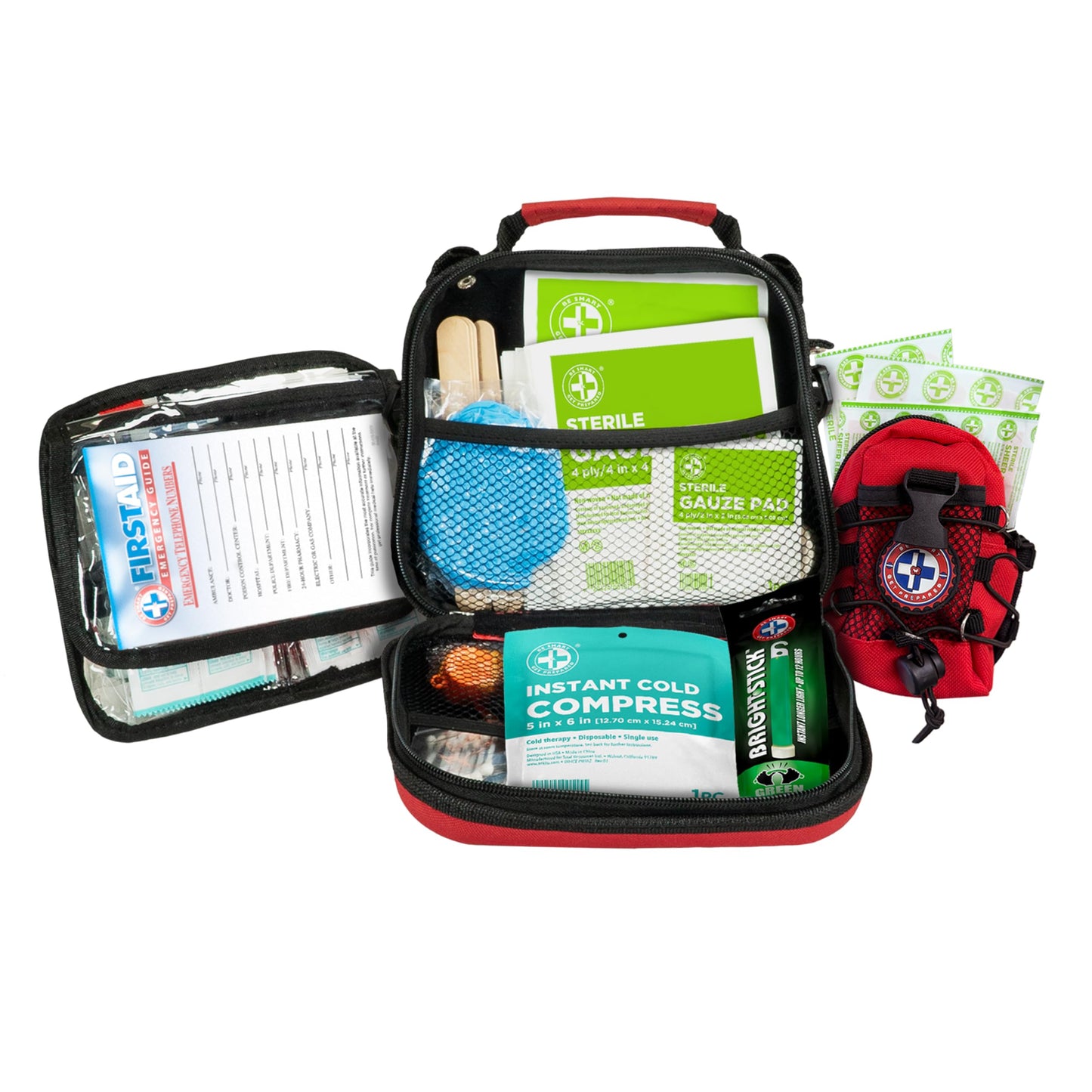 Be Smart Get Prepared 398pc Emergency First Aid Kit + BONUS Mini Kit included - Ideal for Office, Home, Car, School, Emergency, Survival, Camping, Hunting, Boating and Sports, FSA HSA eligible.