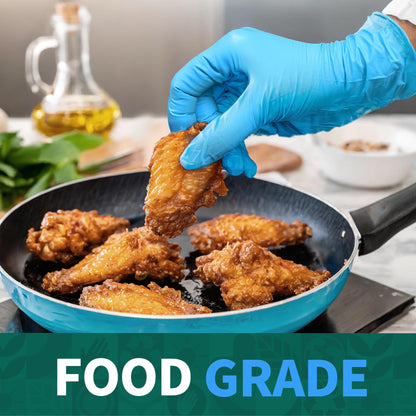 Supmedic Vinyl Disposable Exam Gloves, 4 Mil Powder-Free Latex-Free Food Grade Cooking Cleaning Medical Glove, Blue 100 Pcs (Large)