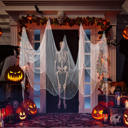 Boao 85 x 197 Inch Halloween Cheesecloth Cheese Cloth Roll for Crafts Large White Cotton Muslin Gauze Fabric for Party Decorations