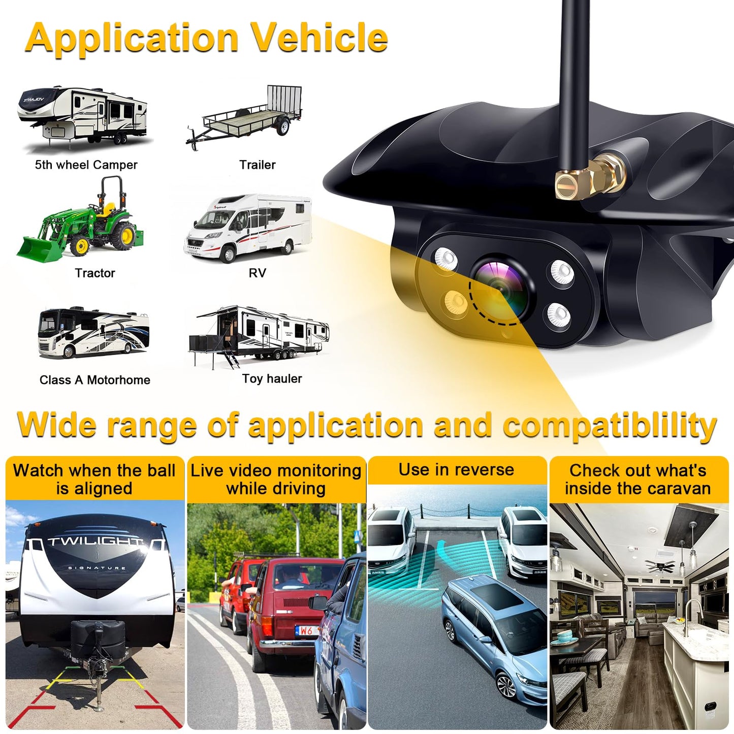 RV Backup Camera Wireless Easy Install: Plug & Play for Furrion Pre-Wired RVs - 7″ HD Touch Key Monitor, 1080P DVR, 4-Channel Split-Screen, Night Vision, IP69K Waterproof AMTIFO A7