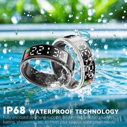 Smart Rings for Men Women,Fitness Tracker Ring,Smart Ring whth Display and Touch Button,IP68waterproof,Health Ring Tracks Heart Rate/Sleep/Steps/Blood Oxygen/Calorie/Distance,No Subscription(Silver13)