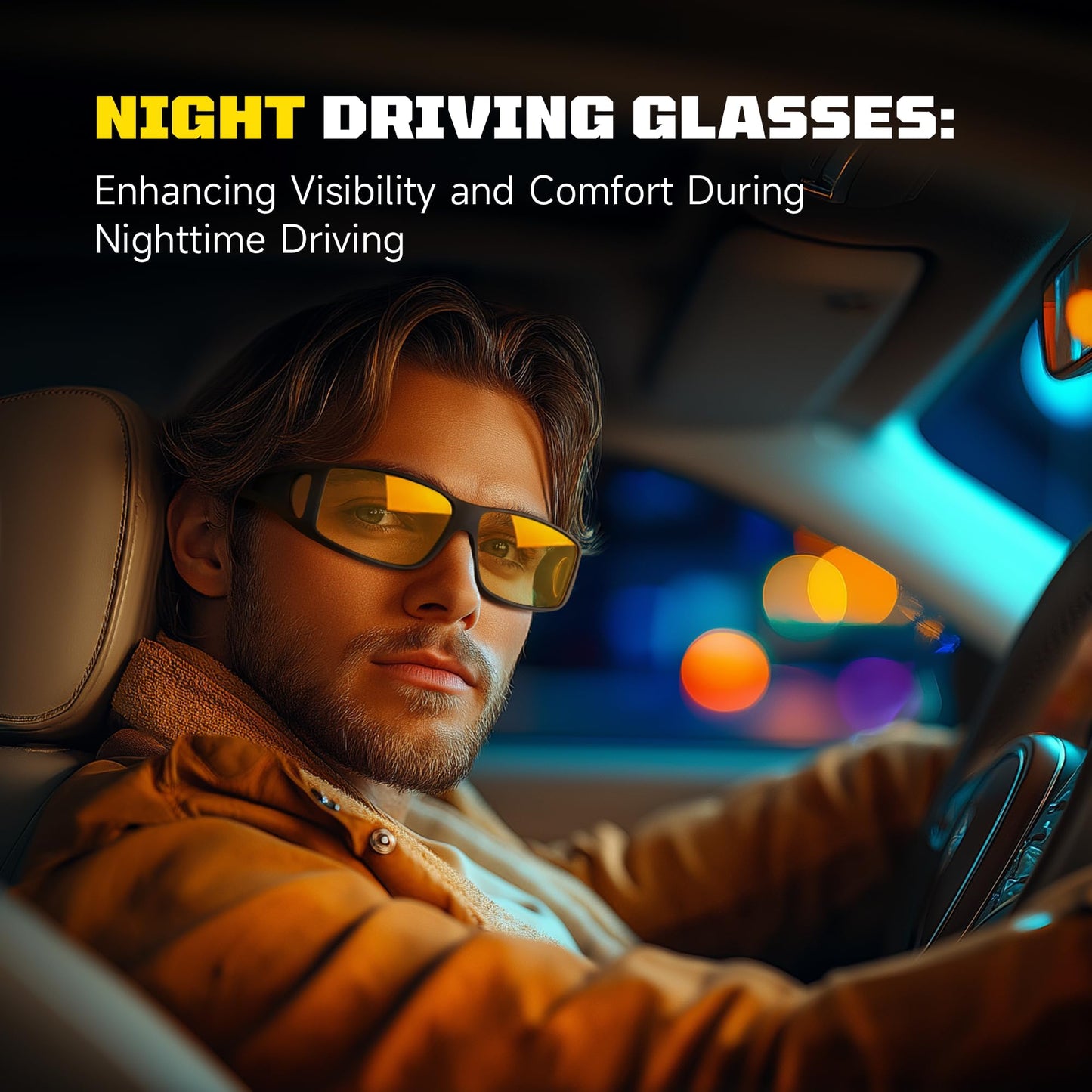 Tnnaiko Night Driving for Men Women, Night Vision Glasses Fit Over Glasses Sunglasses Polarized Nighttime