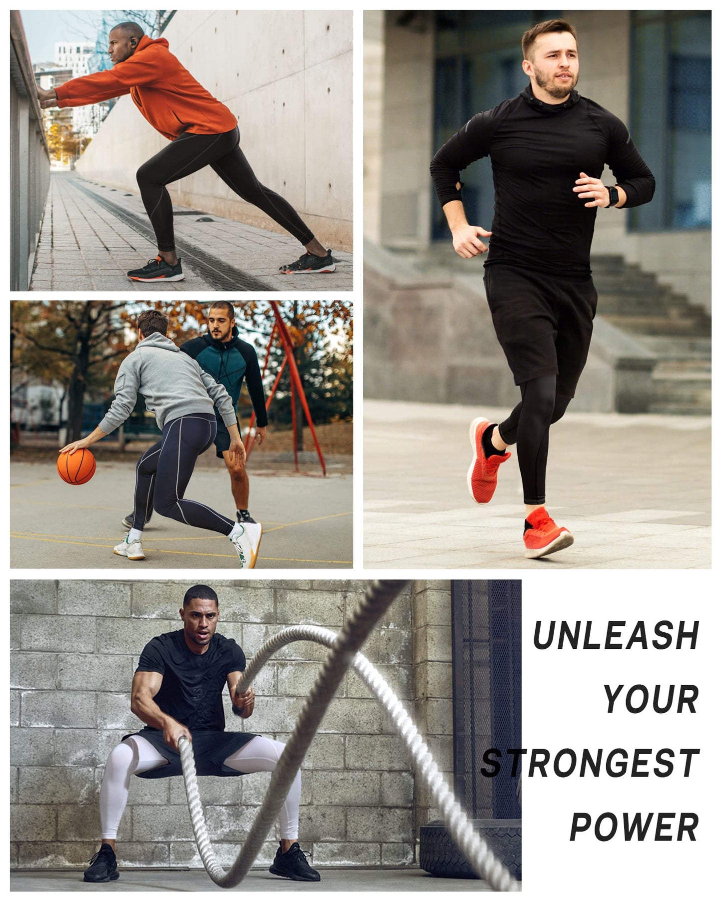 Roadbox Compression Pants Men Cooling Dry Base Layer Bottoms Outdoor Sports Cycling Tights Leggings for Basketball Football Running